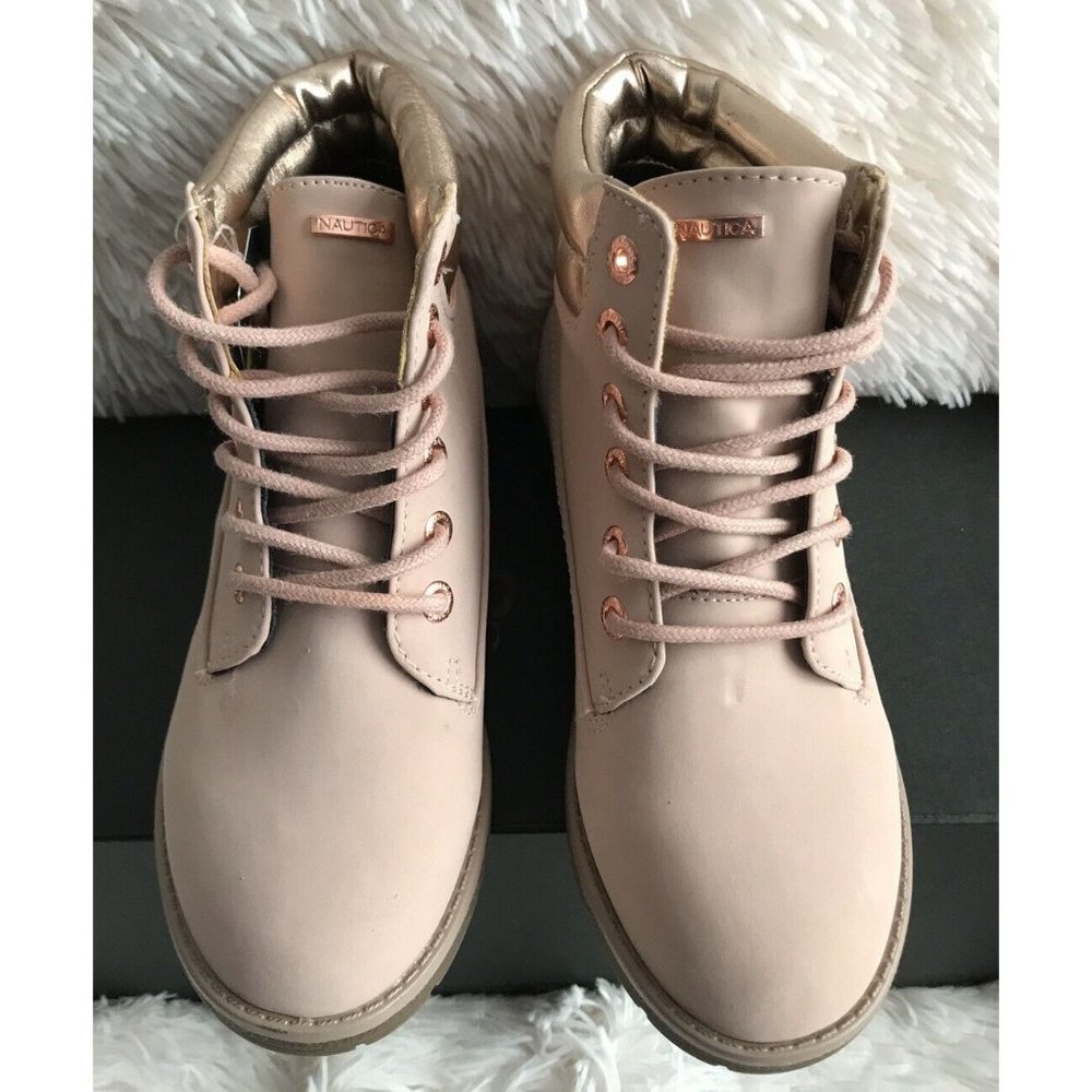 Girl’s Ankle Boots Nautica Zabra Little Girl Boots Lace Up Blush Size 2 #KB0008 - Picture 2 of 11